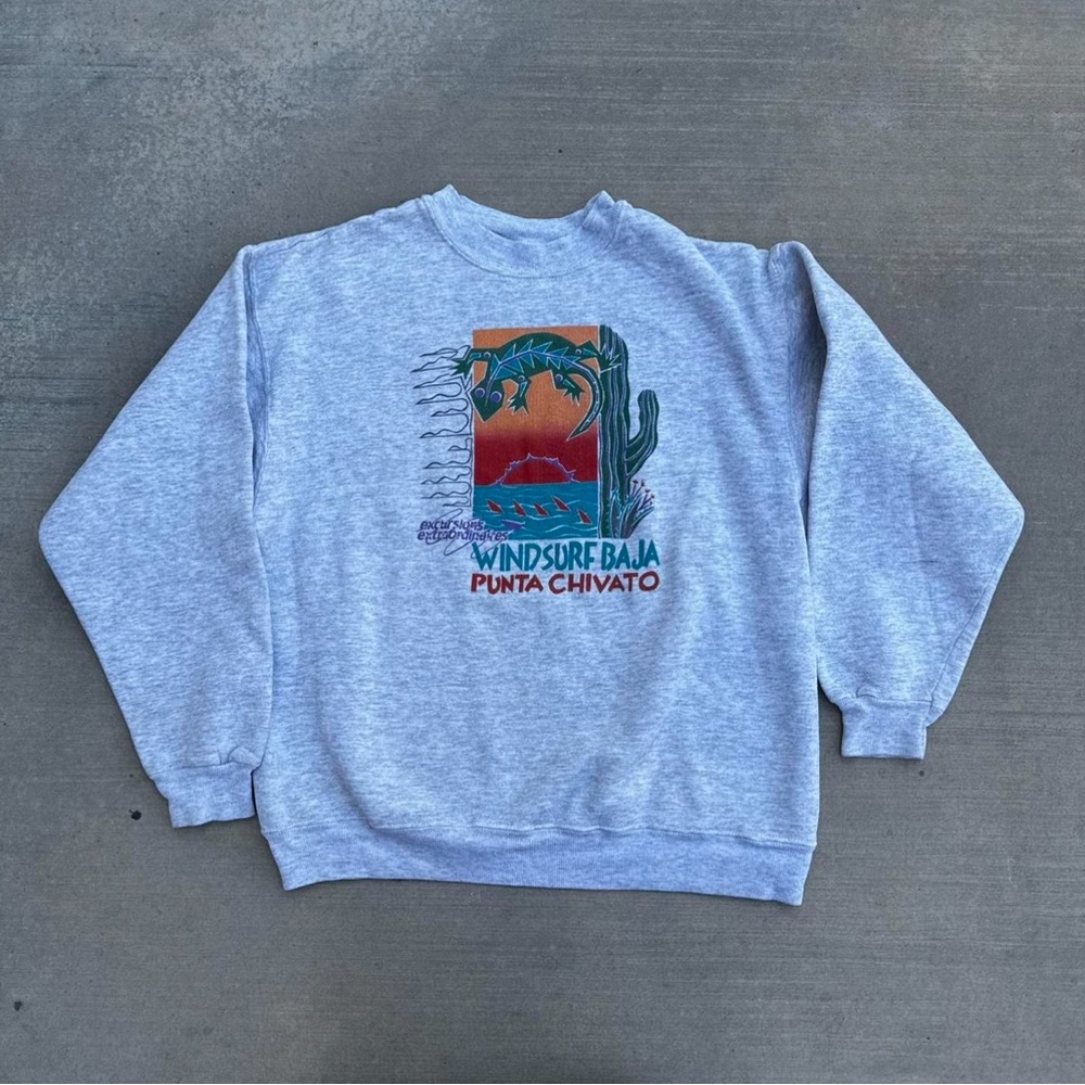 Grey vintage 90s Windsurf Baja Punta Chivato
Crewneck Sweater Small